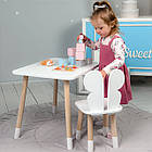 Стіл прямокутний 46х60х45 і стілець метелик 26х26х24, столик та стільчик для дівчинки до 7 років, білий, фото 2