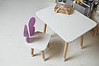 Дитячий стіл 46х60х45 і стілець крильця метелика 26х26х24, столик та стільчик для дівчинки, фіолетовий з білим, фото 3