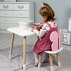 Столик прямокутний 46х60х45 і стільчик метелик 26х26х24, стіл та стілець в дитячу, білий з рожевим, фото 4