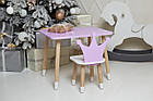 Стіл прямокутний 46х60х45 і стілець корона 26х26х24, столик та стільчик для дівчинки, фіолетовий з білим, фото 7