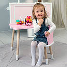 Стіл прямокутний 46х60х45 і стілець корона 26х26х24, столик та стільчик для дівчинки до 7 років, рожевий білим, фото 7