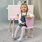 Стіл прямий 46х60х45 і стілець мордочка медведика 26х26х24, столик та стільчик для дівчинки, рожевий з білим, фото 7