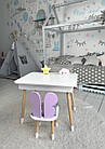 Столик з відкидним верхом 54х60х45 і стільчик крила метелика 26х26х24, стіл та стілець для дітей від 1 року, білий з фіолетовим, фото 5