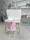 Дитячий столик з відкидним верхом 54х60х45 і стільчик метелик 26х26х24, стіл та стілець для дітей до 7 років, білий з рожевим, фото 10
