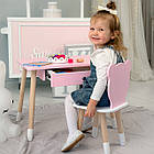 Стіл прямокутний з шухлядою 46х60х45 і стілець медвежа 26х26х24, столик та стільчик для дитячої кімнати, рожевий з білим, фото 2