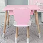 Стіл прямокутний з шухлядою 46х60х45 і стілець медвежа 26х26х24, столик та стільчик для дитячої кімнати, рожевий з білим, фото 10