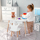 Стіл прямокутний з ящиком для речей 46х60х45 і стілець корона 26х26х24, столик та стільчик в дитячу, білий, фото 2