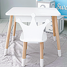 Стіл прямокутний з ящиком для речей 46х60х45 і стілець корона 26х26х24, столик та стільчик в дитячу, білий, фото 3
