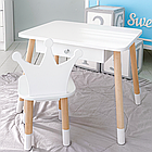 Стіл прямокутний з ящиком для речей 46х60х45 і стілець корона 26х26х24, столик та стільчик в дитячу, білий, фото 5