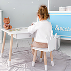 Стіл прямокутний з ящиком для речей 46х60х45 і стілець корона 26х26х24, столик та стільчик в дитячу, білий, фото 8