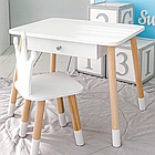 Стіл прямокутний з ящиком для речей 46х60х45 і стілець корона 26х26х24, столик та стільчик в дитячу, білий, фото 9