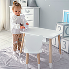 Стіл прямокутний з висувним ящиком 46х60х45 і стілець медвежа 26х26х24, столик та стільчик в дитячу, білий, фото 2
