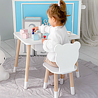 Стіл прямокутний з висувним ящиком 46х60х45 і стілець медвежа 26х26х24, столик та стільчик в дитячу, білий, фото 6