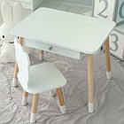 Стіл прямокутний з висувним ящиком 46х60х45 і стілець медвежа 26х26х24, столик та стільчик в дитячу, білий, фото 9