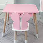 Стіл прямокутний з ящиком для речей 46х60х45 і стілець метелик 26х26х24, столик та стільчик в дитячу, рожевий з білим, фото 3