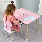 Стіл прямокутний з ящиком для речей 46х60х45 і стілець метелик 26х26х24, столик та стільчик в дитячу, рожевий з білим, фото 5