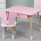 Стіл прямокутний з ящиком для речей 46х60х45 і стілець метелик 26х26х24, столик та стільчик в дитячу, рожевий з білим, фото 6