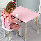Стіл прямокутний з ящиком для речей 46х60х45 і стілець метелик 26х26х24, столик та стільчик в дитячу, рожевий з білим, фото 9