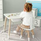 Стіл прямокутний з ящиком 46х60х45 і стілець вушка кролика 26х26х24, столик та стільчик в дитячу, білий, фото 10