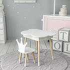 Столик хмаринка з відкидною нішею 54х68х50 і стільчик корона 26х26х24, стіл та стілець в дитячу, білий, фото 2