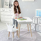Столик хмаринка з відкидною нішею 54х68х50 і стільчик корона 26х26х24, стіл та стілець в дитячу, білий, фото 4