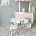 Столик хмаринка з відкидною нішею 54х68х50 і стільчик корона 26х26х24, стіл та стілець в дитячу, білий, фото 8