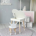 Столик хмаринка з відкидною нішею 54х68х50 і стільчик корона 26х26х24, стіл та стілець в дитячу, білий, фото 10