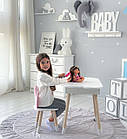 Столик хмаринка з зручною нішею 54х68х50 і стільчик корона 26х26х24, стіл та стілець в дитячу, білий з рожевим, фото 3