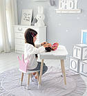 Столик хмаринка з зручною нішею 54х68х50 і стільчик корона 26х26х24, стіл та стілець в дитячу, білий з рожевим, фото 6