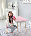 Столик хмаринка з відкидною нішею 54х68х50 і стільчик корона 26х26х24, стіл та стілець в дитячу, рожевий з білим, фото 3