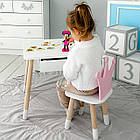 Дитячий столик білий і стільчик корона біло-рожевий. Столик із шухлядою для олівців і розмальовок 56787, фото 3