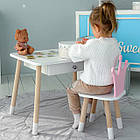 Дитячий столик білий і стільчик корона біло-рожевий. Столик із шухлядою для олівців і розмальовок 56787, фото 8
