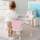 Стіл прямокутний з шухлядою 46х60х45 і стілець мордочка медвежа 26х26х24, столик та стільчик для дитячої кімнати, білий з рожевим, фото 5