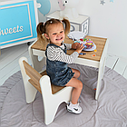 Дитячий комплект стільчик і стіл для маленьких набір меблів столик з ящиком та стільцем в дитячу 70×45×51 бежевий, фото 5