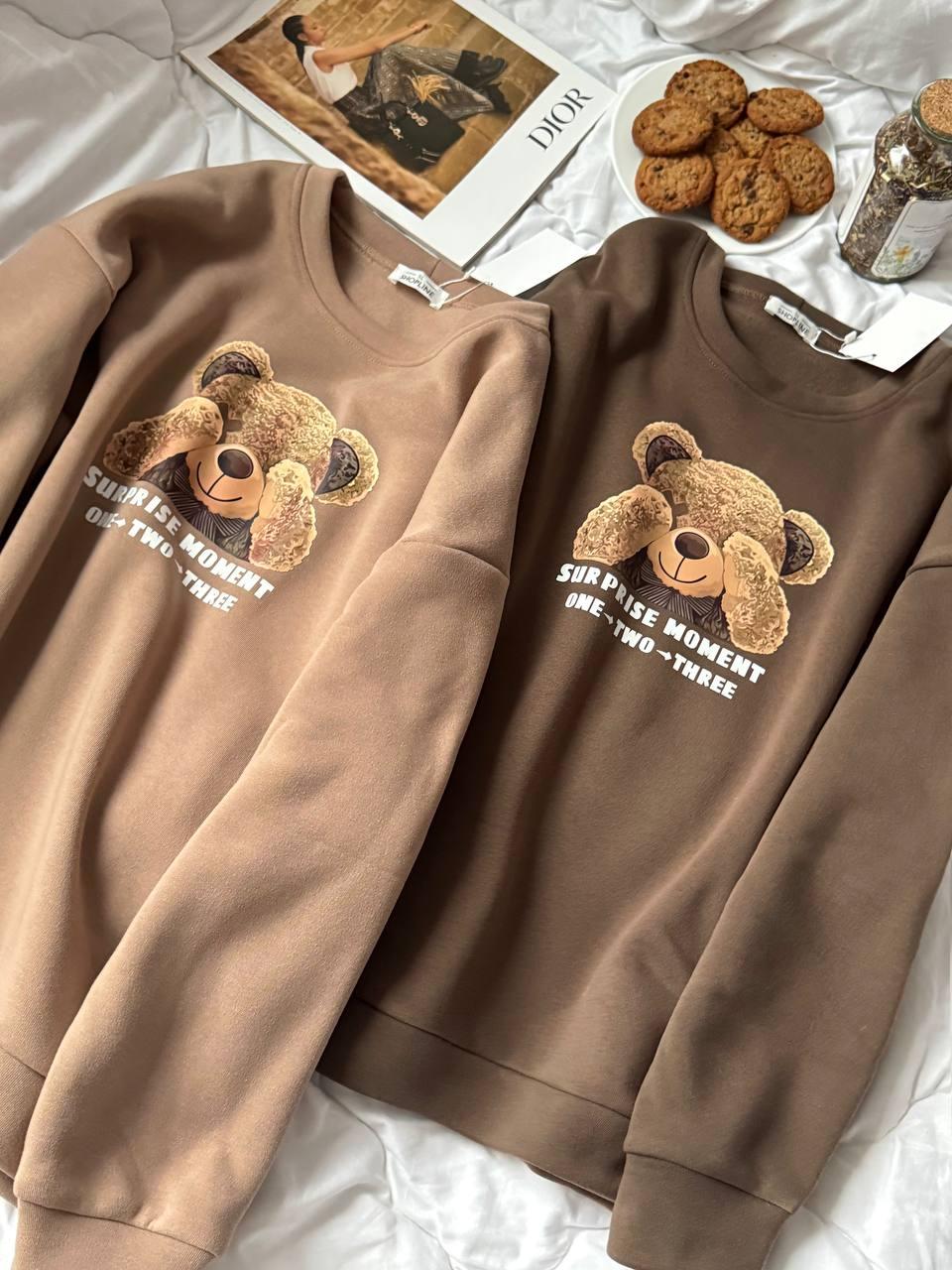 Світшот жіночий з тринитки з начосом Модель: 1366-607 Колір: Dark chocolate, mousse, фото 1