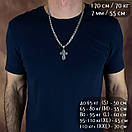 Срібна цепочка з хрестиком чоловіча Бісмарк. Срібний хрест з камінчиками і ланцюжок срібло. 55 см, фото 8