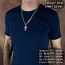 Срібна цепочка з хрестиком чоловіча Бісмарк. Срібний хрест з камінчиками і ланцюжок срібло. 55 см, фото 2