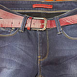 Джинси жіночі темні зимові фліс стрейч середня посадка вузькі 25 сині, фото 4