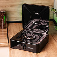 Газова плита настільна на 1 конфорку міні газова плита Sokany для дачі під балонний газ Чорна Lugi