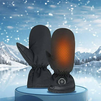 Рукавиці з підігрівом з акб, чорні, водонепроникний сенсорний екран з напругою 5v, 4000mAh, брезент + фланель, фото 1