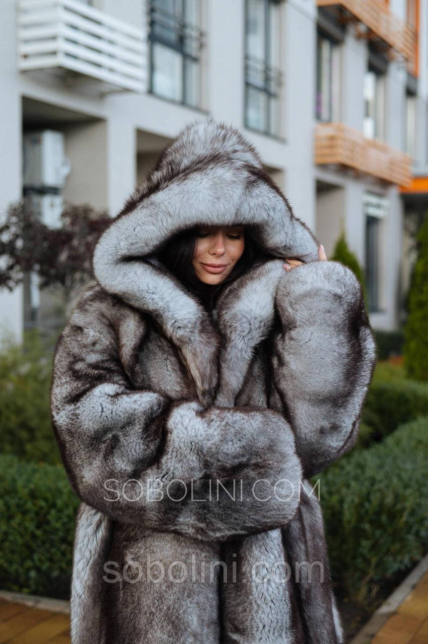 Жіноча шуба тонований колір Blue Fox, фото 1