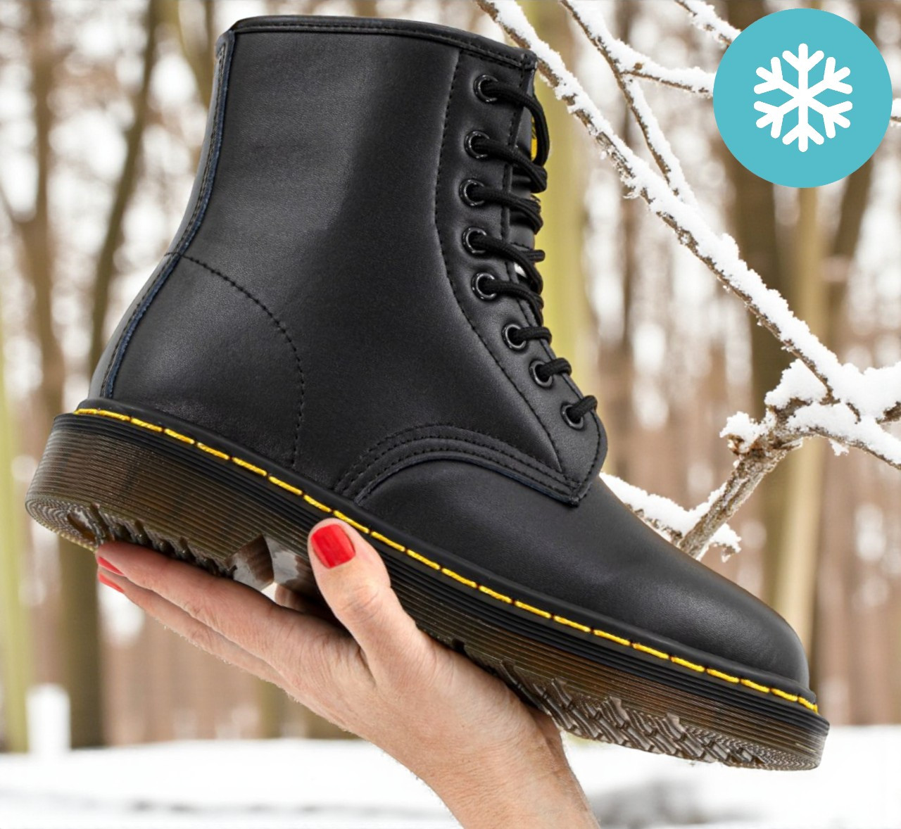 Зимові чоловічі черевики Dr.Martens мартінс чорні на хутрі теплі 41-44р. Живе фото, фото 1