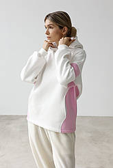 Утеплене хвилясте худі молочно-рожевого кольору