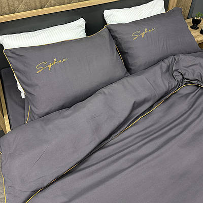 Комплект постільної білизни Сатин,  Двоспальний 180х220 Сірий (88-157)