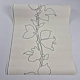 Шпалери вінілові на флізеліні 0.53 × 10.05 м Marburg 57947, молочні з сірим для спальні, вітальні, коридору, фото 2