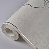 Шпалери вінілові на флізеліні 0.53 × 10.05 м Marburg 57947, молочні з сірим для спальні, вітальні, коридору, фото 5
