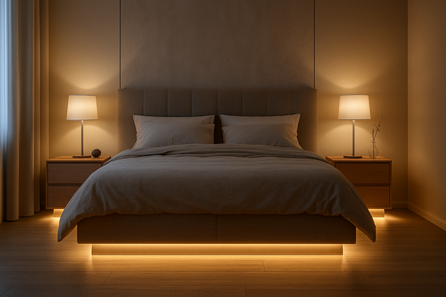 м’яка підсвітка під ліжком або біля приліжкових тумб