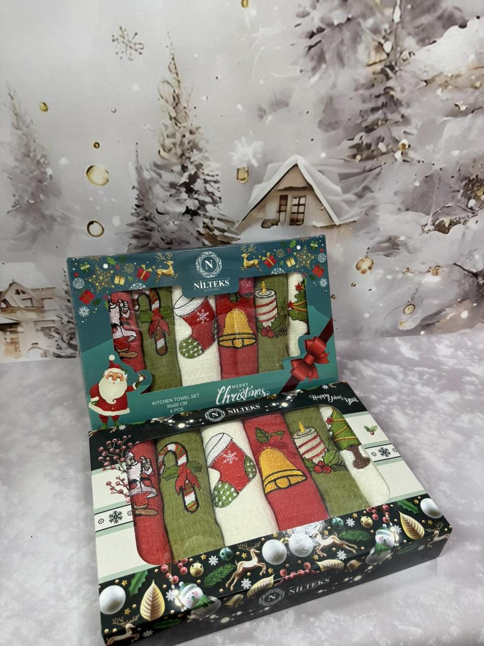 Набір кухонних вафельних рушників Nilteks 40 на 60 см 6 штук Туреччина, фото 1