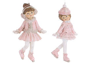 Новорічна фігурка підвіска Дівчинка на ковзанах рожевий 6.5*4.5*12.5см BonaDi 07-537