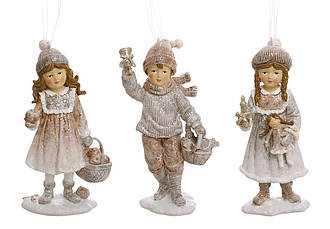 Новорічна фігурка Дітки 13см світло-коричневий із сірим BonaDi 07-832